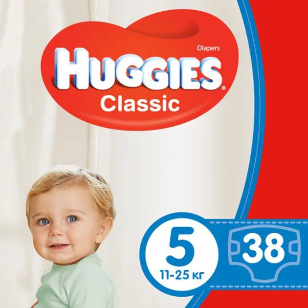 Scutece Huggies Classic Jumbo 5 (11-25 kg), 38 buc.