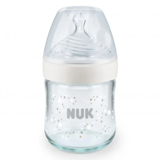 Бутылочка стекляннaя NUK Nature Sense с контролем температуры и cиликоновый соски, 120 мл