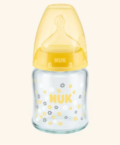 Бутылочка стеклянная NUK First Choice Plus с соской из силикона (0-6меc), 120 мл