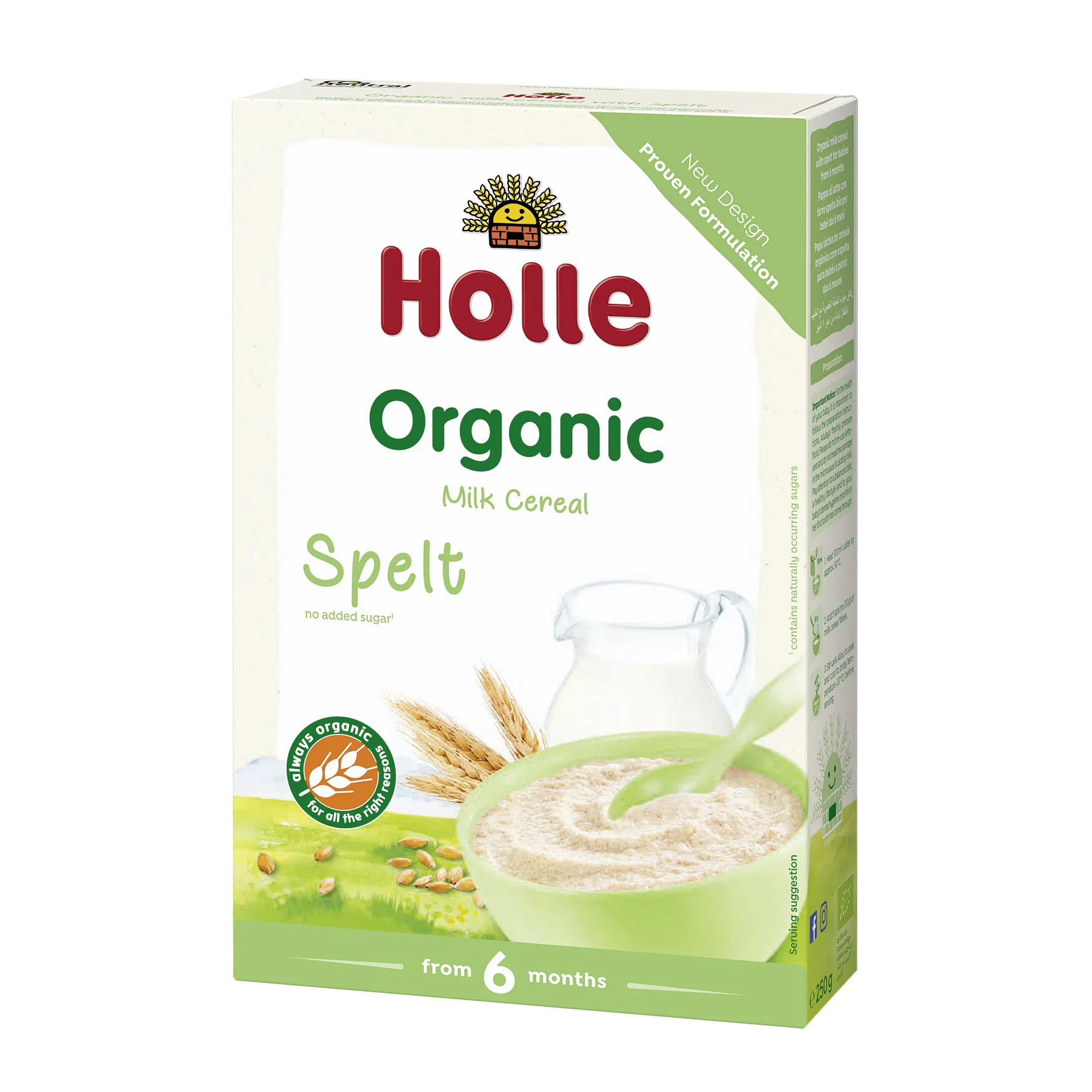 Terci organic Holle de grau spelt cu lapte (6+ luni), 250 g