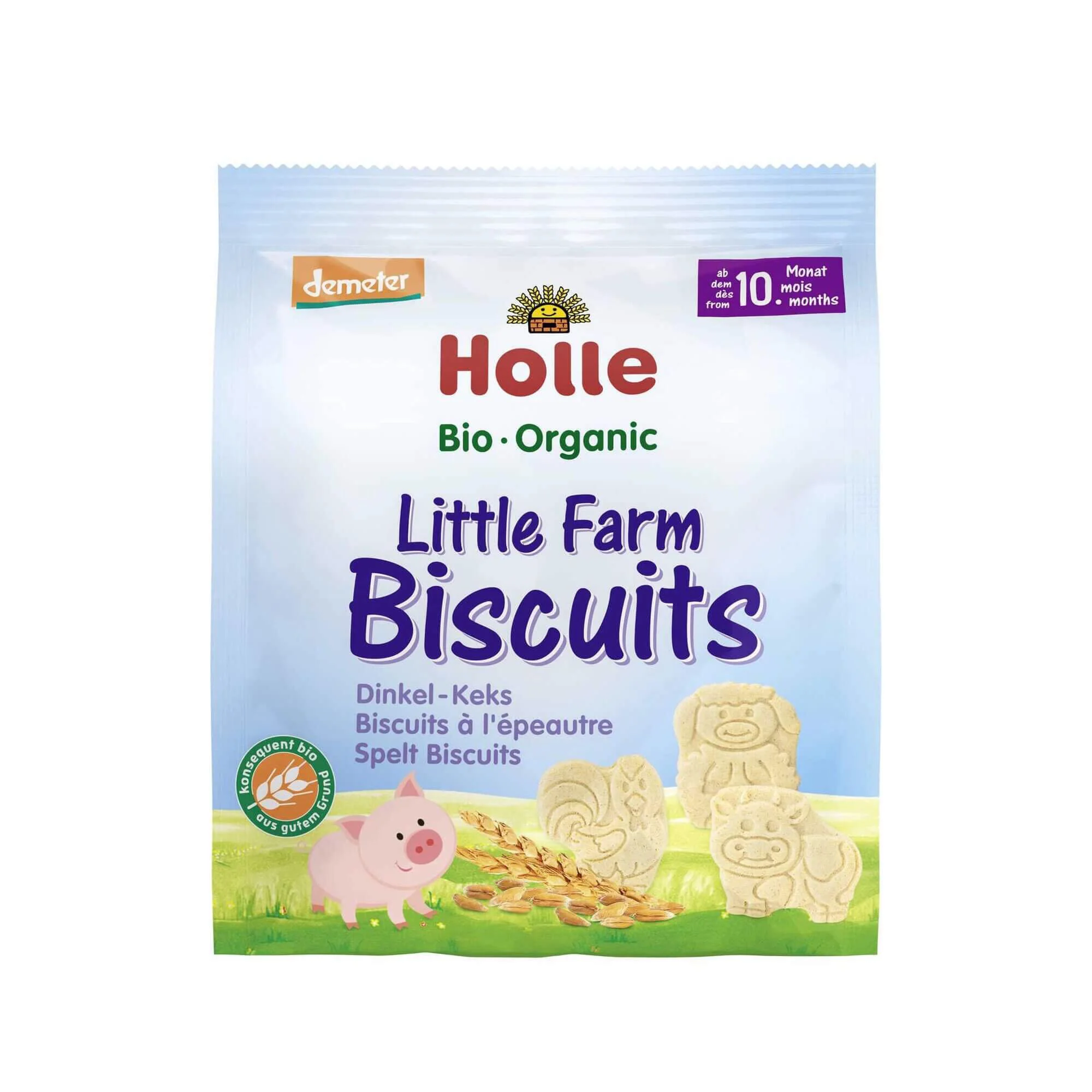 Biscuiti Holle Bio Organic Little Farm din grau spelt (10+ luni), 100 g