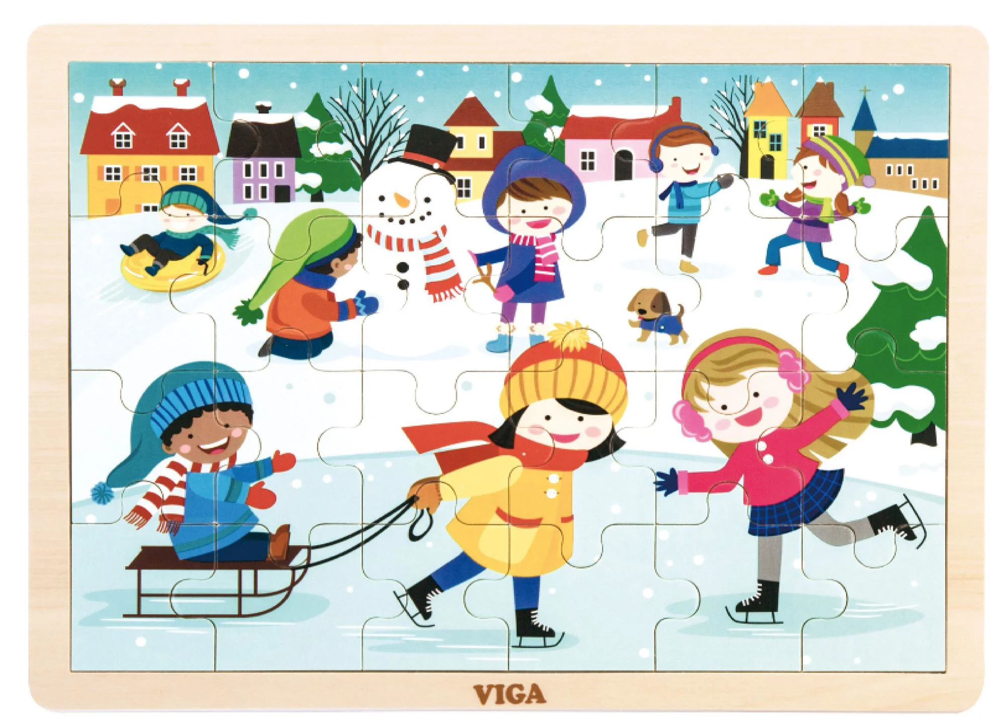 Puzzle din lemn Viga Toys Anotimpuri: Iarna (24 elem.)