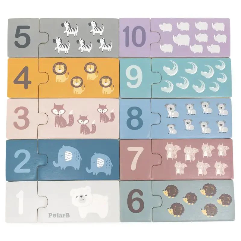 Puzzle educativ din lemn Viga Toys PolarB Numere si Animale