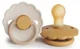Set 2 suzete rotunde din latex FRIGG Daisy Chamomile & Honey Gold (0-6 luni)