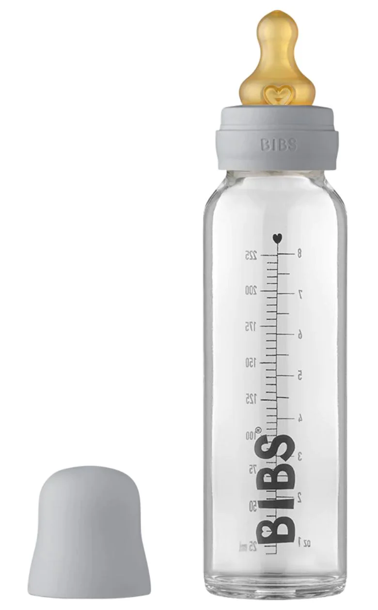 Стеклянная бутылочка BIBS Cloud с латексной соской 0+ месяцев, 225 мл