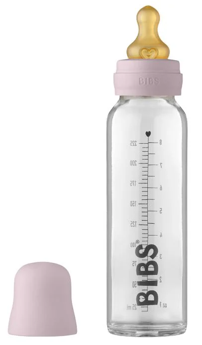 Стеклянная бутылочка Bibs Dusty Lilac с латексной соской 0+ месяцев, 225 мл