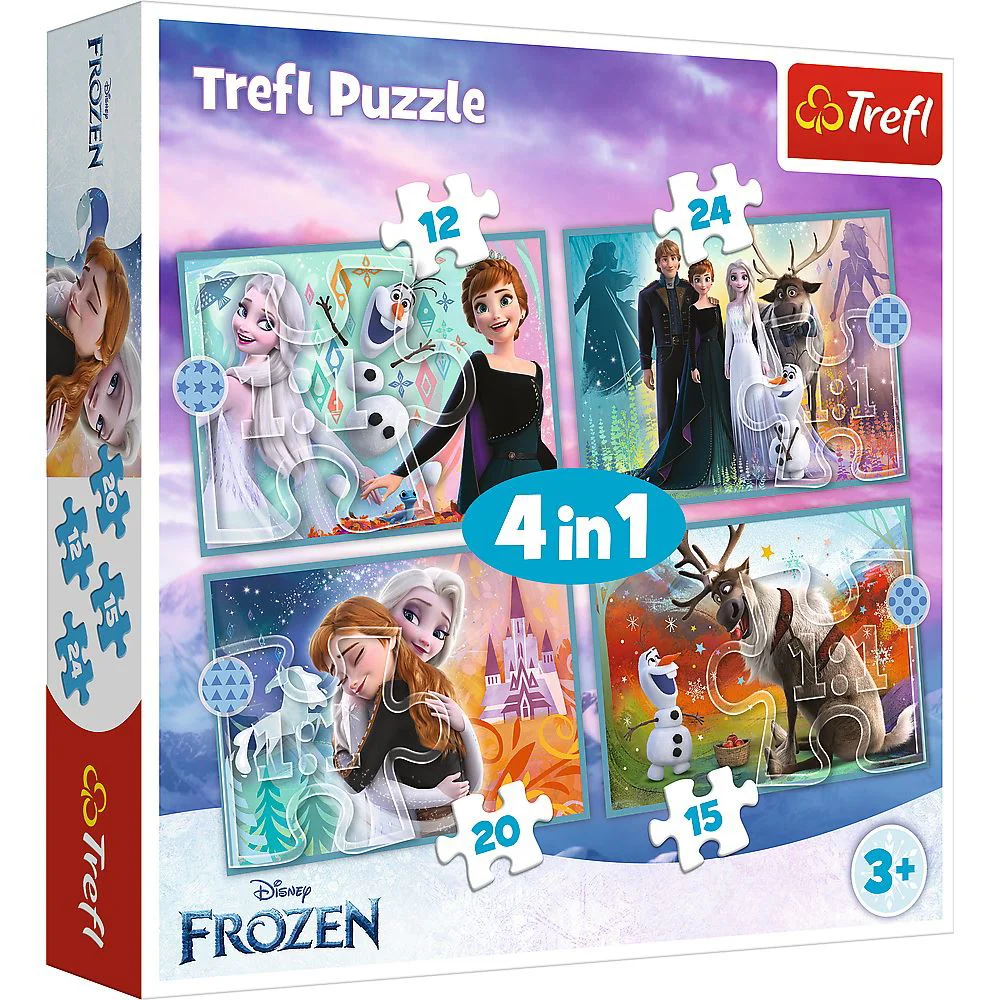 Puzzles Trefl 4 in 1 Disney Frozen 2, Uimitoarea lume Disney