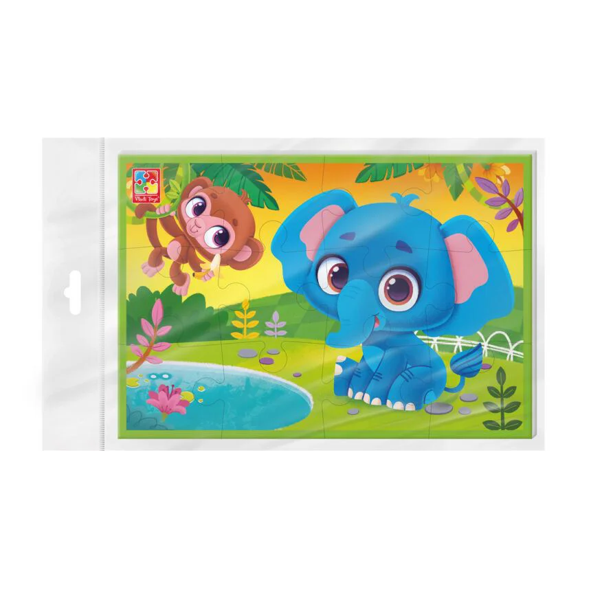 Мягкие пазлы Vladi Toys Слон и обезьянка, A5, 12 деталей