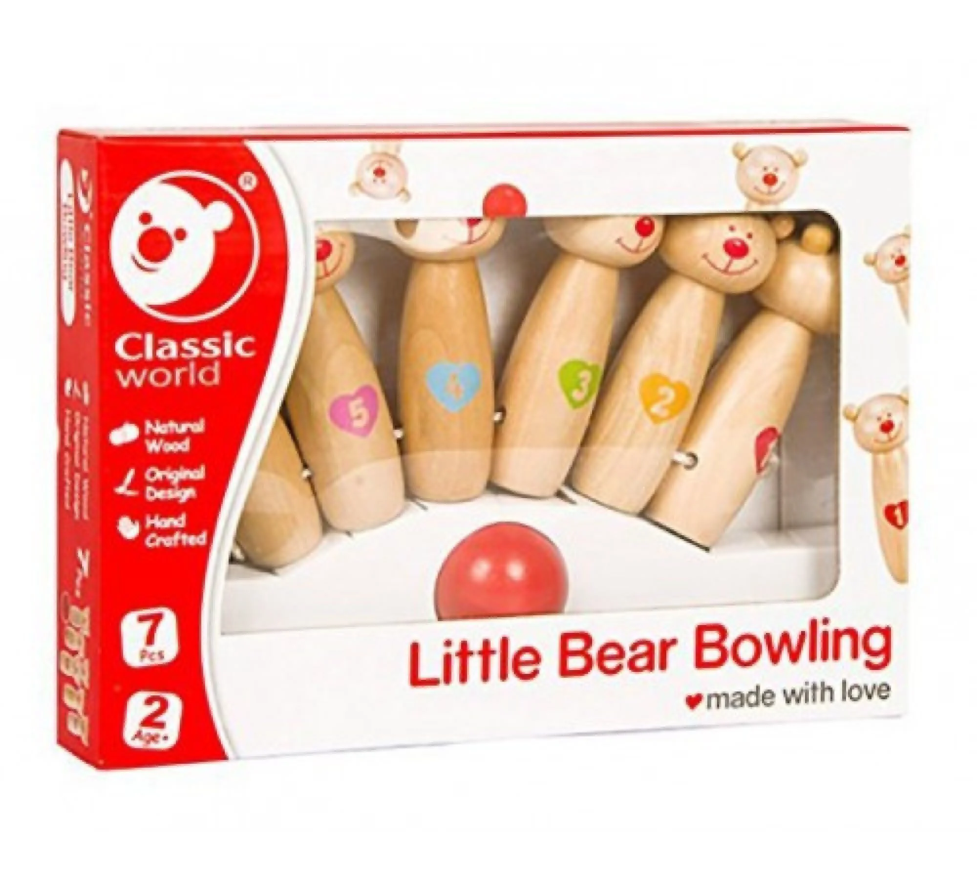 Joc din lemn Hola Toys Classic World Bowling cu Ursuleti