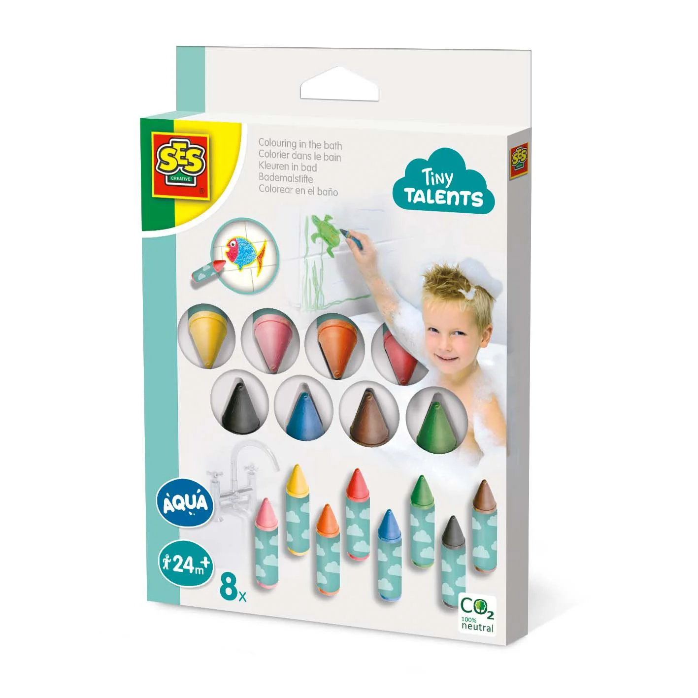 Набор цветных карандашей для ванной SES Creative Aqua, 8 цветов
