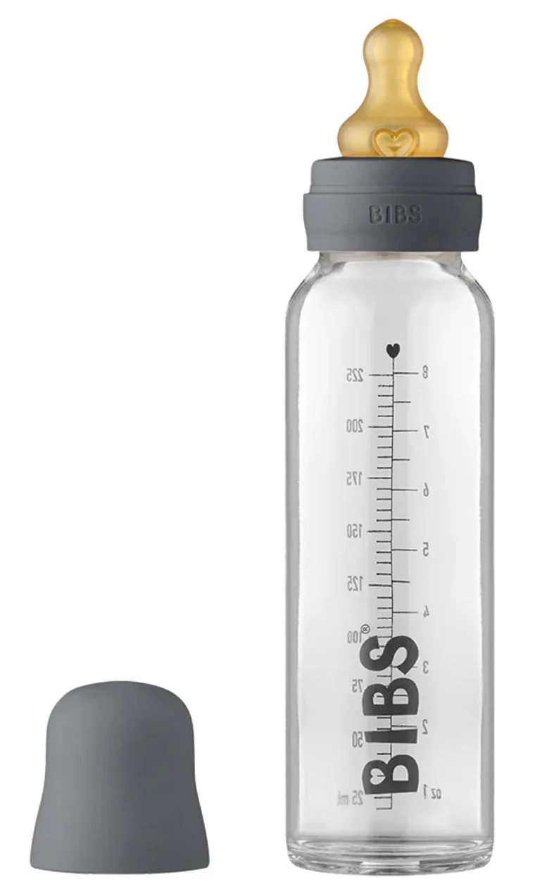Стеклянная бутылочка BIBS Iron с латексной соской 0+ месяцев, 225 мл