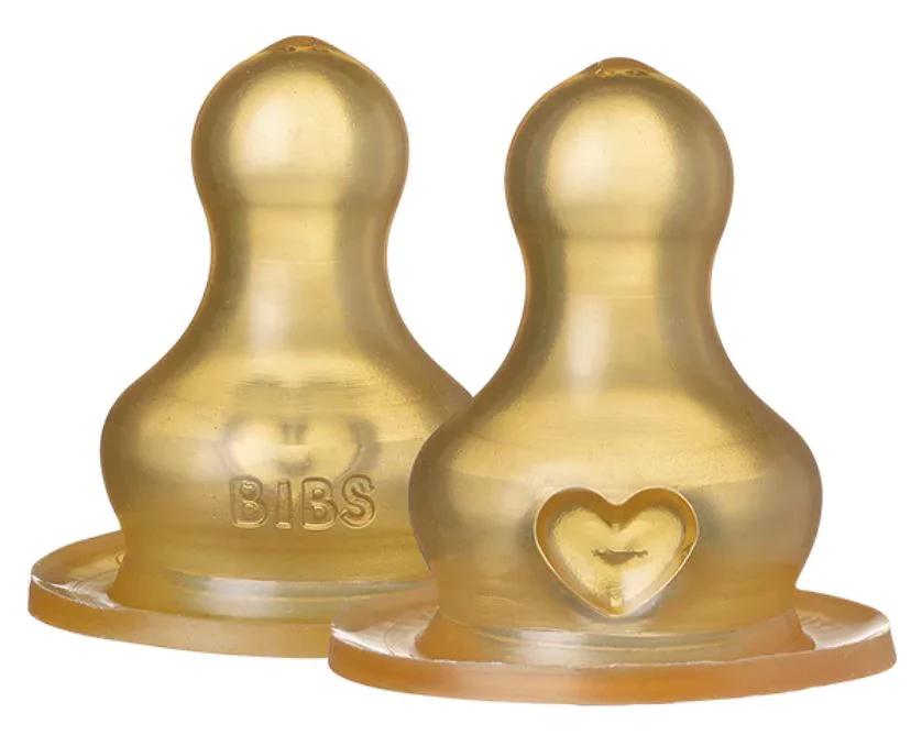 Набор из 2 латексных сосок для детских бутылочек BIBS с медленным потоком