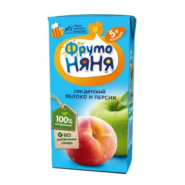 Suc ФрутоНяня din mere si piersici (5+ luni), 200 ml