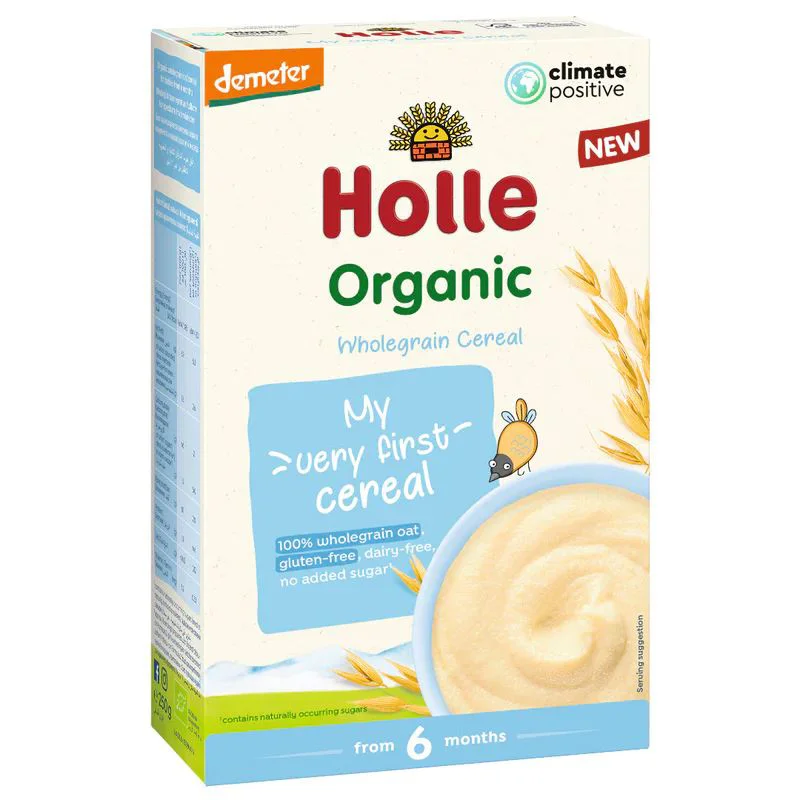 Terci organic Holle de ovaz integral fara lapte si gluten (6+ luni), 250 g