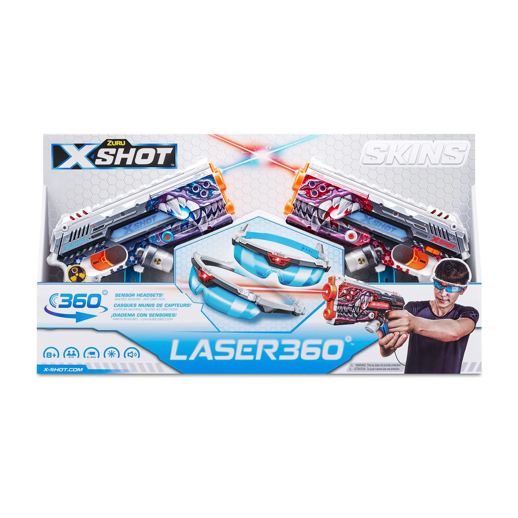 Set 2 blastere laser si ochelari Zuru X-Shot Skins Laser 360