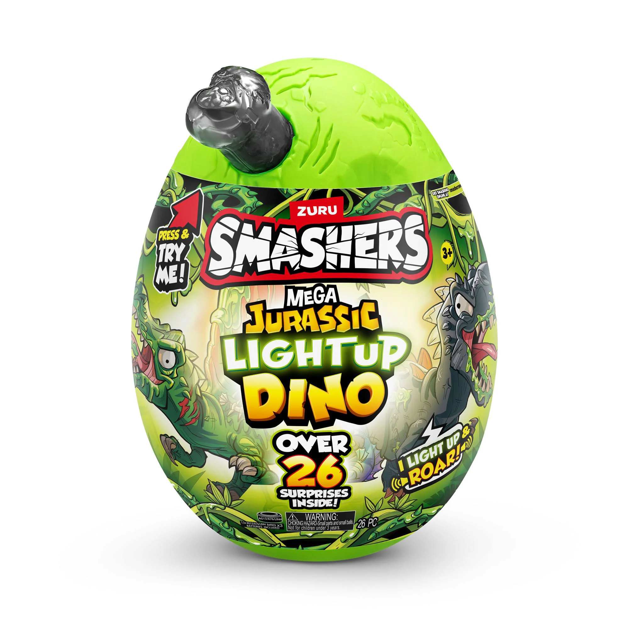Figurina surpriza in ou Dinozaur Smashers Mega Jurassic Light-Up Dino S1, Zuru