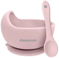 Силиконовая миска с присоской и ложкой KikkaBoo Yummy Pink