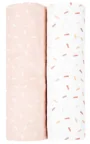Pelinci de muselina KikkaBoo Swaddle Confetti Pink, 80x80 cm, 2 buc.