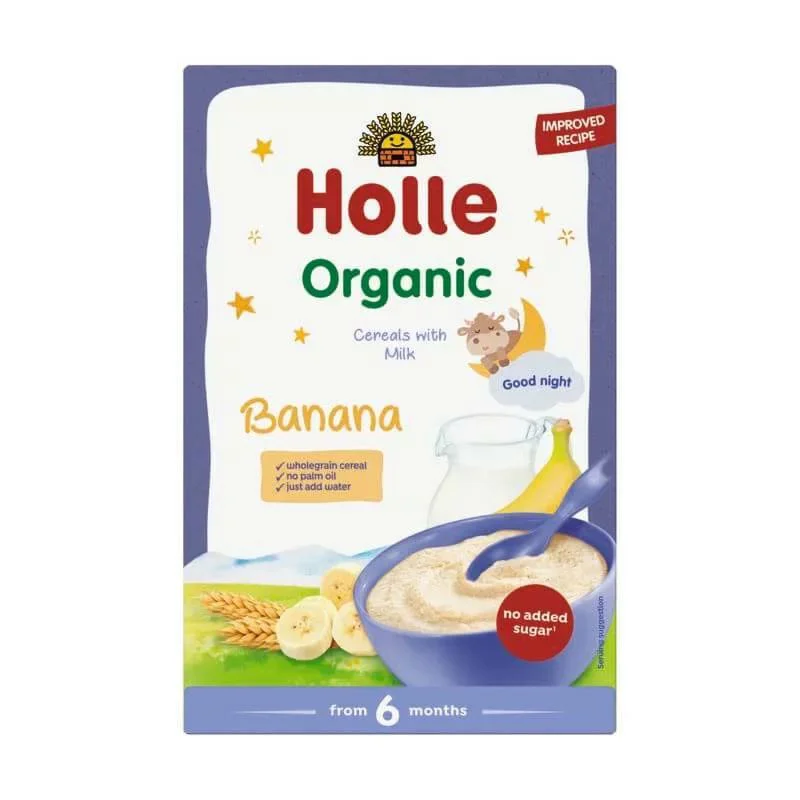 Terci de grau cu lapte organic Holle cu banane (6+ luni), 250 g