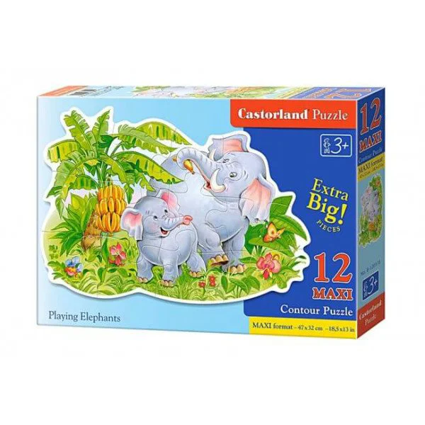 Puzzle Castorland Playing Elephants, 12 piese