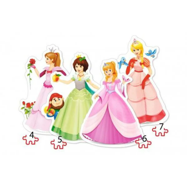 Puzzle Castorland Pretty Princesses, 4 in 1 (4+5+6+7 piese)