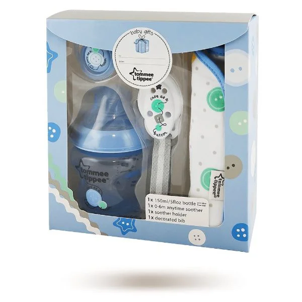 Set cadou Tommee Tippee Closer to Nature Blue (0+ luni), 4 piese
