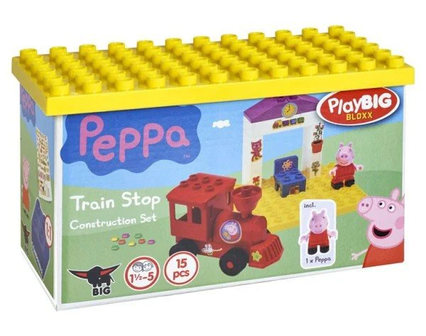 Constructor Peppa Pig Trenulet cu statie, 15 piese