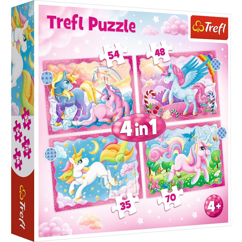 Puzzle Trefl 4 in 1 Unicorni si magie