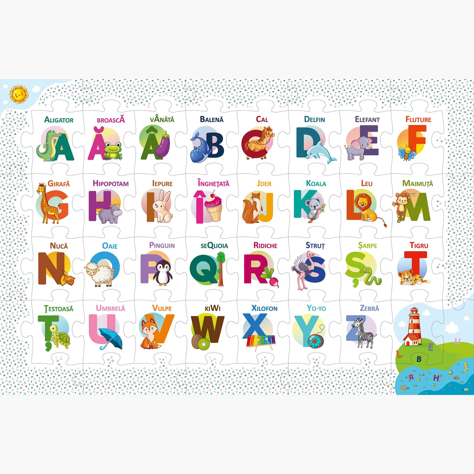 Puzzle Trefl Trefliks invata alfabetul, 44 piese