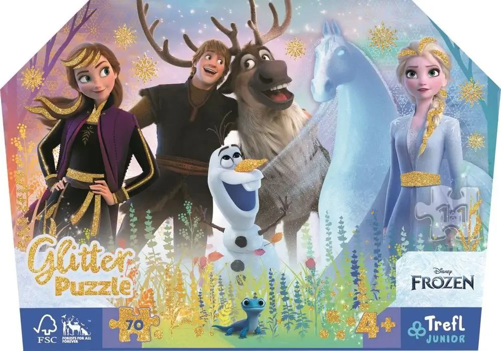 Puzzle Trefl Prietenie magica, Disney Frozen, 70 piese sclipitoare