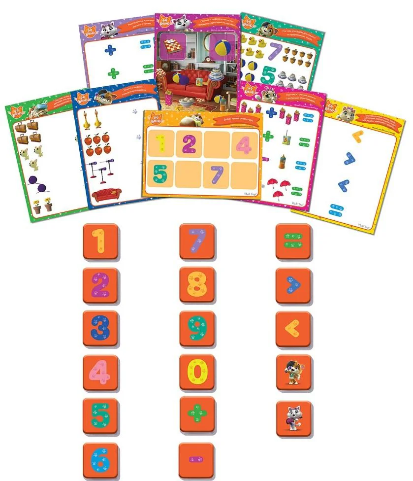 Настольная игра Vladi Toys Математика, Магнитные числа, 44 котенка