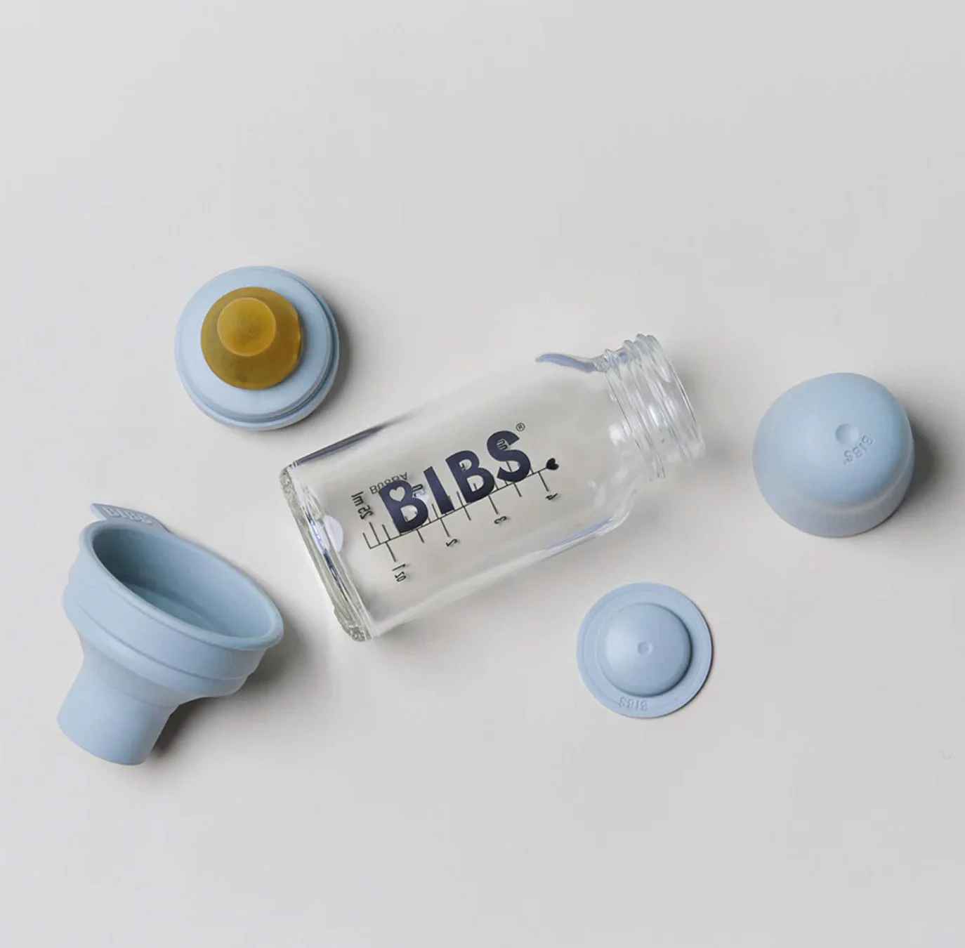 Biberon din sticla anticolici BIBS Blush cu tetina din latex 0+ luni, 110 ml