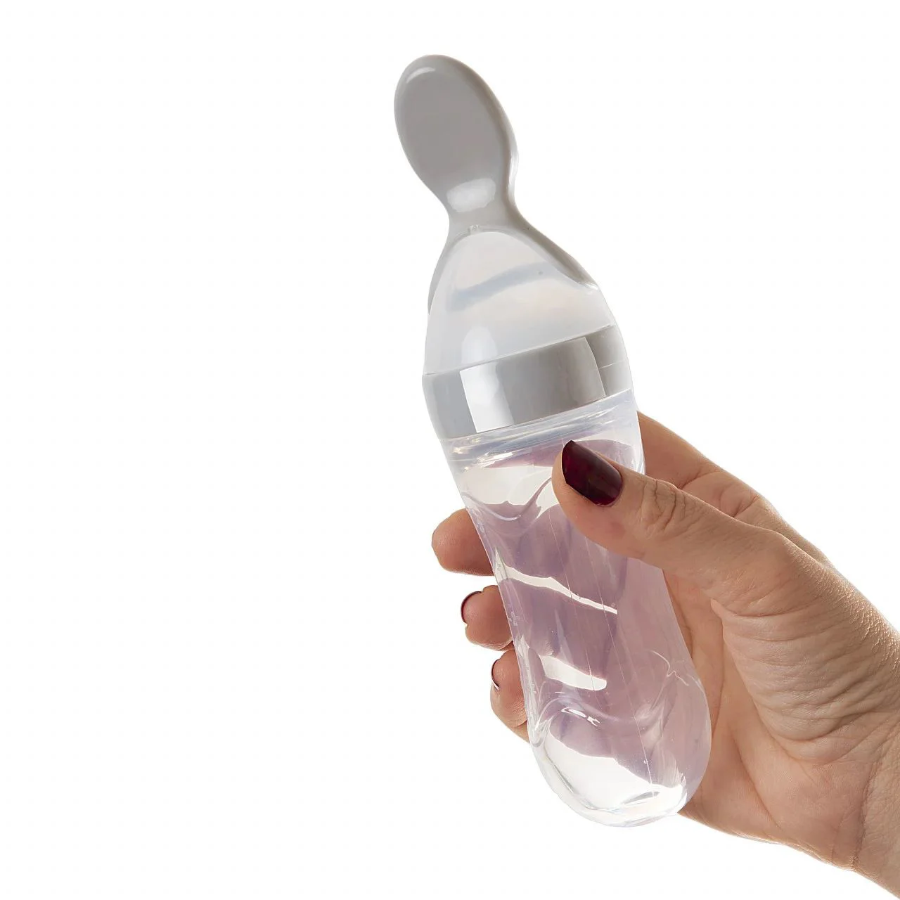 Ложка с резервуаром для младенцев BabyJem Squeeze Grey с защитным колпачком, 90 мл