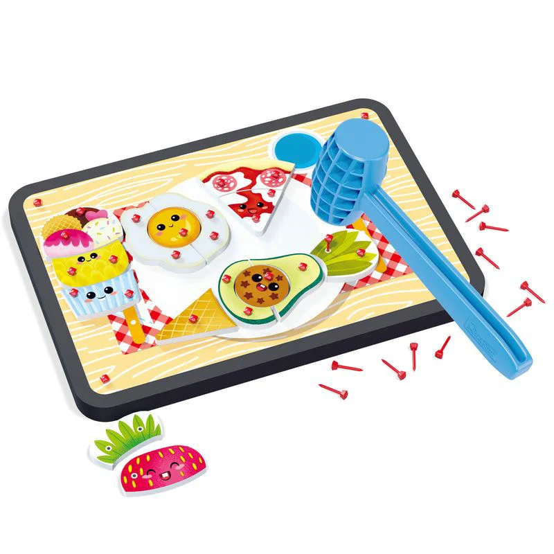 Креативная игра с молотком и гвоздями Quercetti Tap Tap Food