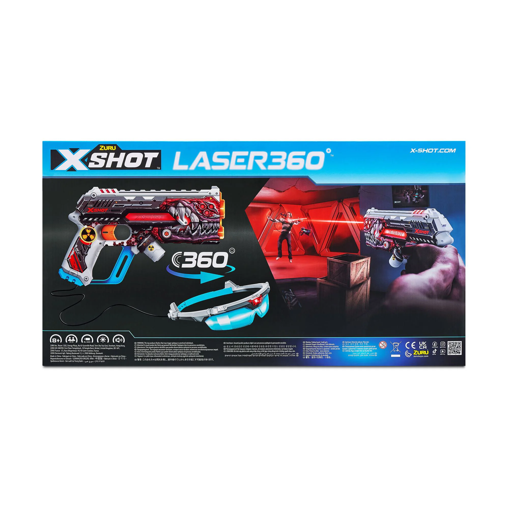 Set 2 blastere laser si ochelari Zuru X-Shot Skins Laser 360