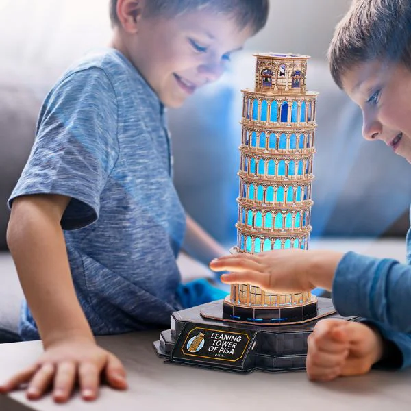 Puzzle 3D CubicFun Turnul din Pisa cu iluminare LED, 42 el.