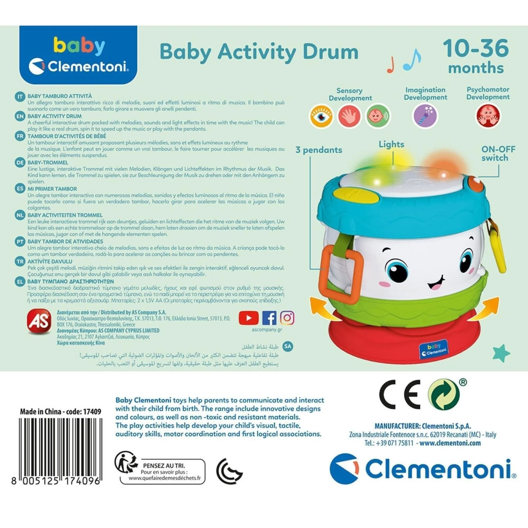 Интерактивный барабан Baby Clementoni Baby Drum