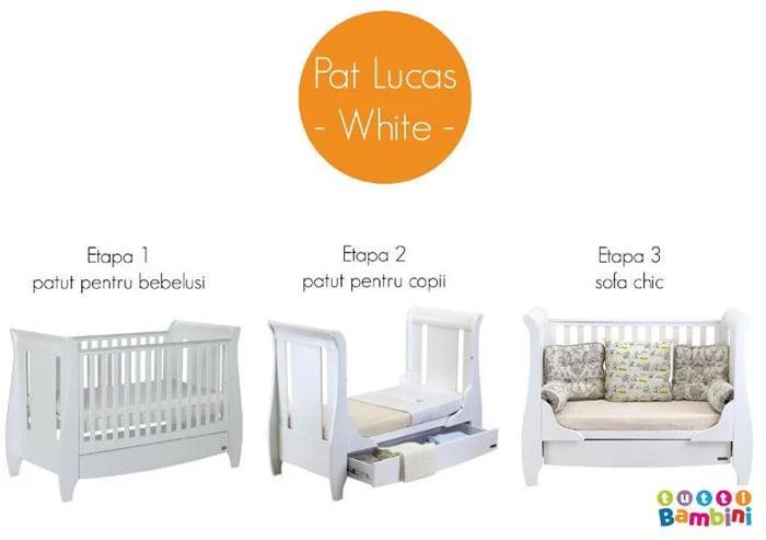 Деревянная кроватка 3 в 1 Tutti Bambini Lucas White