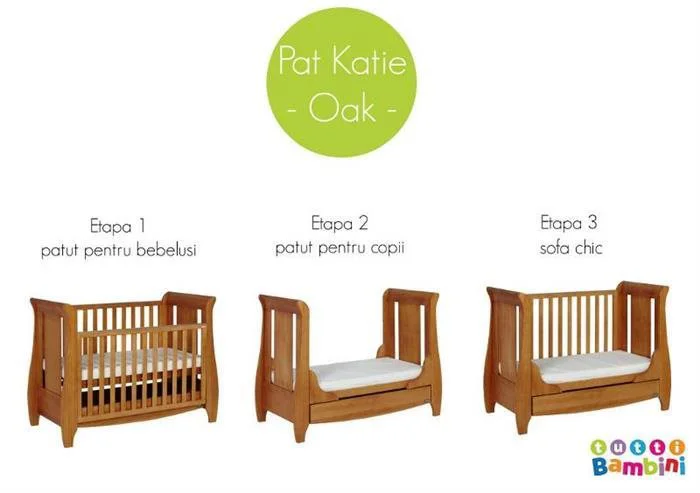 Деревянная кроватка 3 в 1 Tutti Bambini Katie Oak