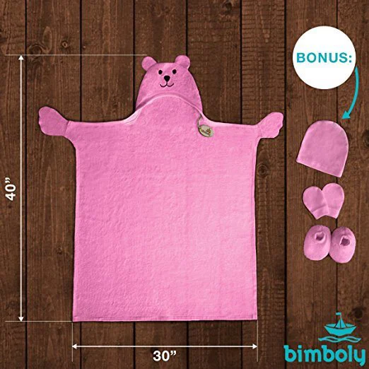 Подарочный набор Bimboly Полотенце розовое с рукавичкой для купания, 75x100 см