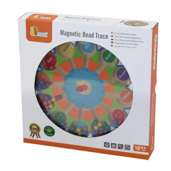 Set de joc din lemn Viga Toys Magnetic Bead Trace - Clock