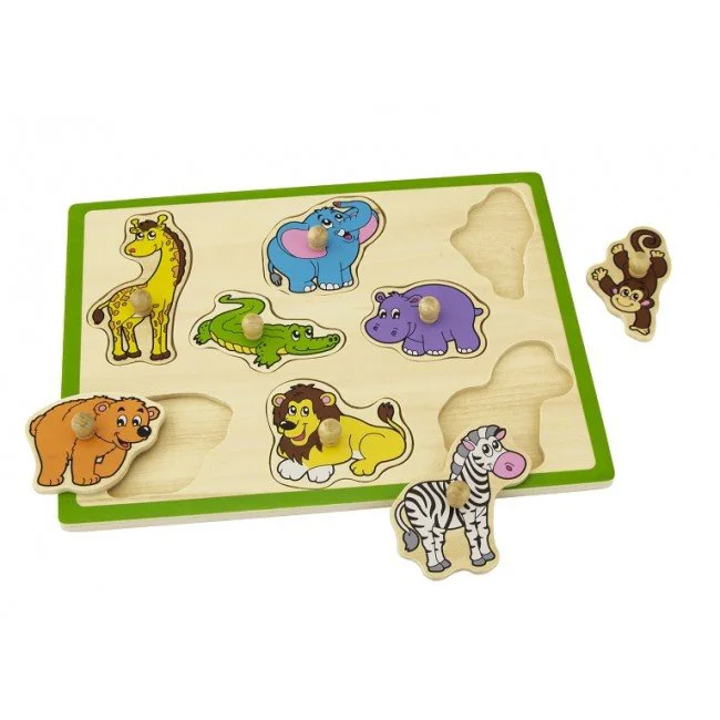Puzzle din lemn Viga Toys Wild Animals, 8 piese