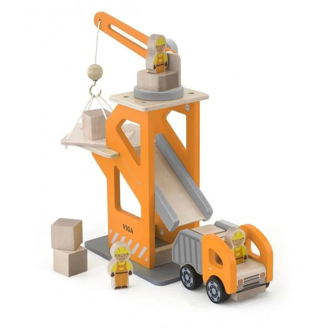 Set de joc din lemn Viga Toys Crane Lift with Dumper