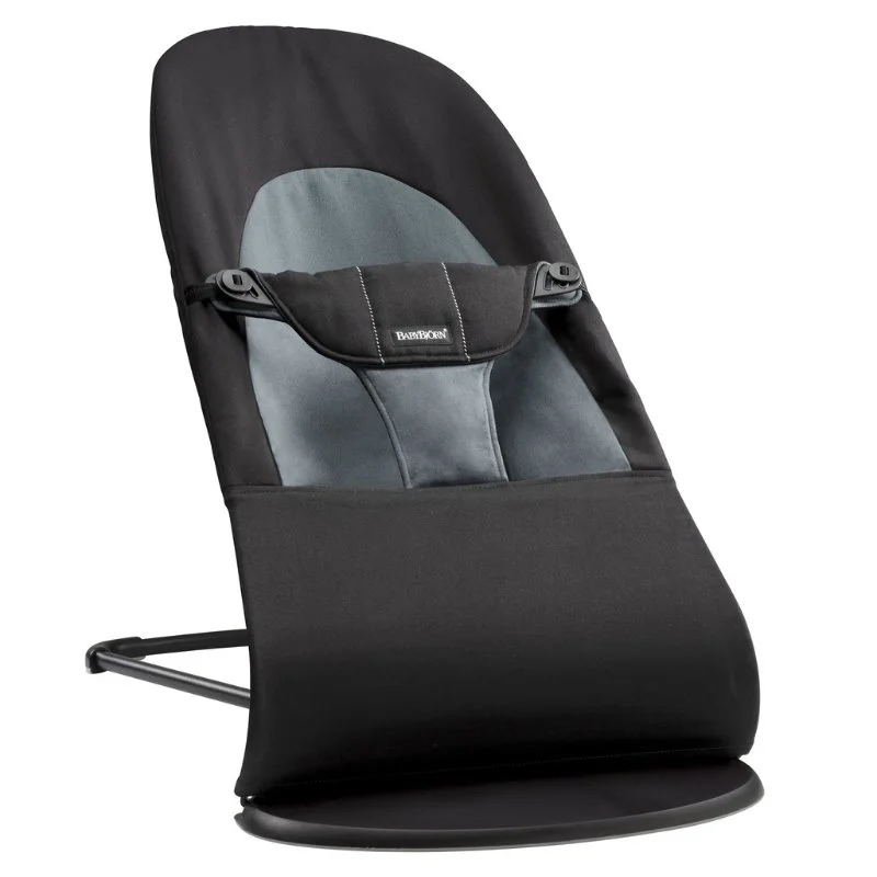 Кресло-шезлонг BabyBjorn Balance Soft Black/Grey, хлопок с развивающий игрушкой