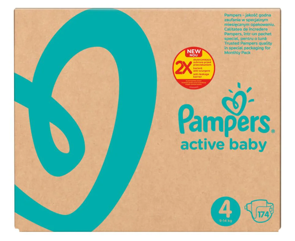 Подгузники Pampers Active Baby 4 Maxi XXL Box (8-14 кг), 174 шт.