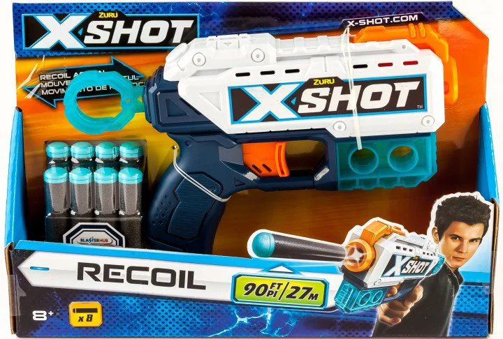 Скорострельный бластер X-SHOT EXCEL Recoil, 8 патронов
