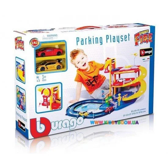 Детская Площадка Bburago Парковка 3 уровня, 2 машины (1:43)