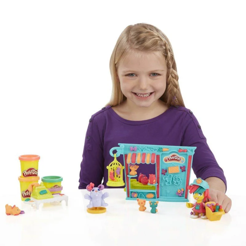 Set plastilina Magazinul de animalute Hasbro Play-Doh Town, 4 cutii si accesorii