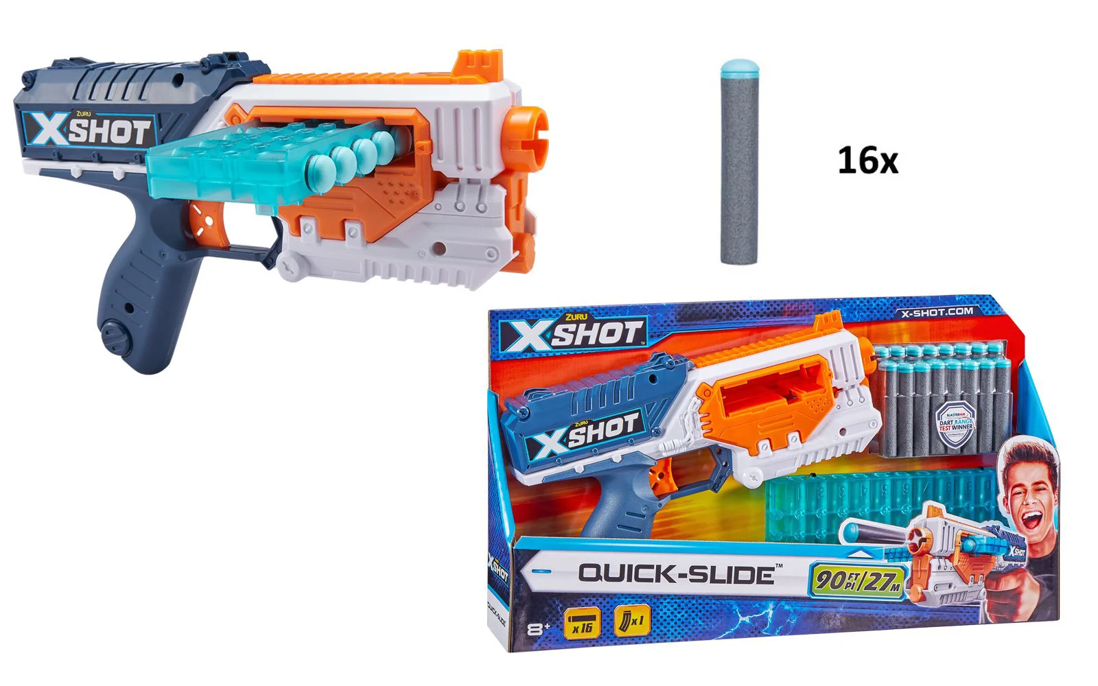 Игрушка пистолет Quick Slide X-Shot (16 патронов)