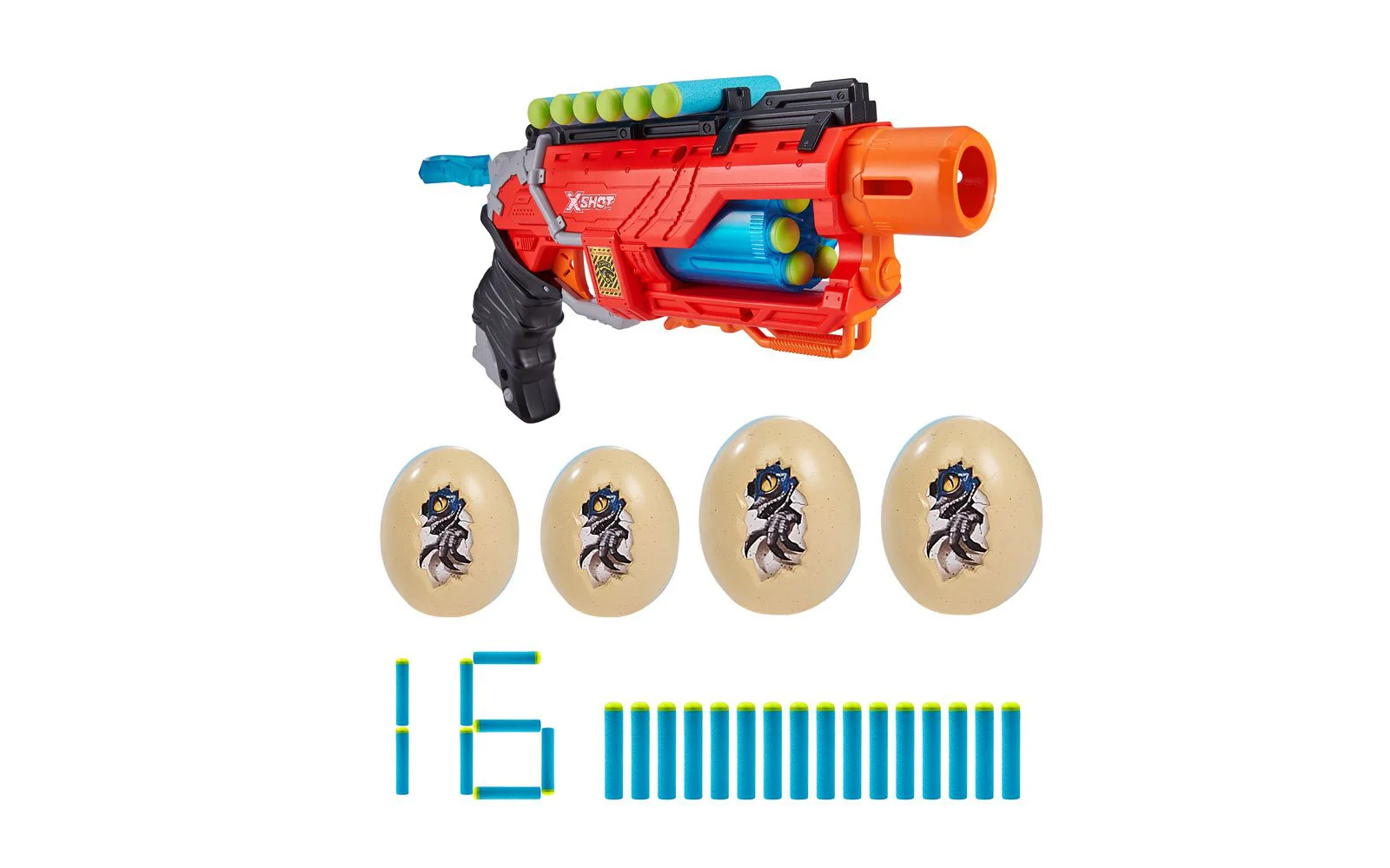 Игрушечный пистолет Dino Striker X-SHOT (16 патронов)